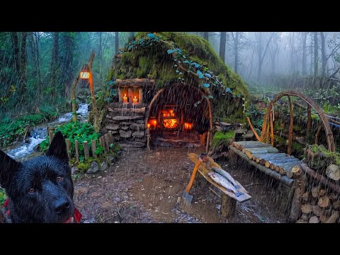 30 Days SOLO SURVIVAL CAMPING in HEAVY RAIN FISHING