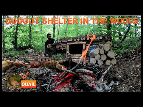 Building a Bushcraft Dugout Shelter in 24 hours dugout house