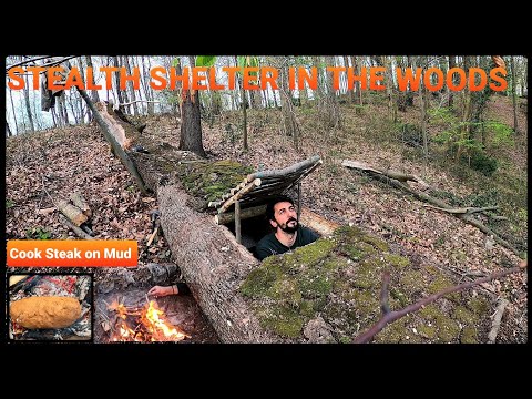 SOLO Two Days CAMPING at My BUSHCRAFT Camp Sleep In EARTH