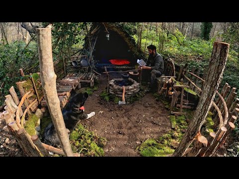 7 Days Solo Camping In Rain Building Warm Bushcraft