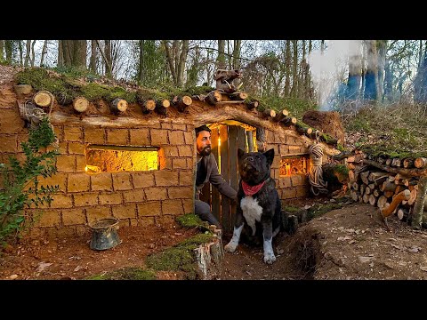 Building UNDERGROUND Bushcraft MUD SHELTER for 3 Days