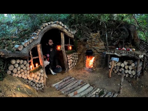 FANTASTIC FOREST HOUSE 7 Day Building a Survival Shelter