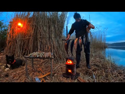 7 Days SOLO SURVIVAL CAMPING In RAIN Catch and Cook FISHING