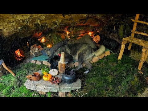 15 Days SOLO SURVIVAL CAMPING In RAIN Building Warm
