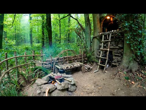 7 Days SOLO SURVIVAL CAMPING In RAIN Forest Building a WOOD