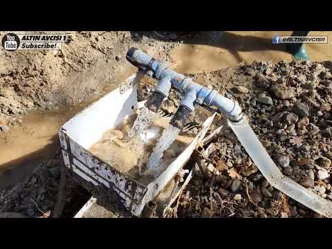gold sluice machine in river and stream gold prospecting