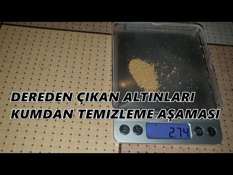 DEREDEN ÇIKAN ALTINLARI KUMDAN TEMIZLEME AŞAMASI