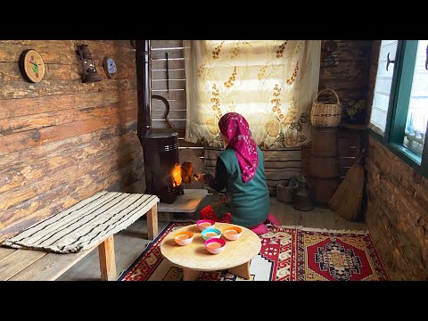 Ahşap Köy Evinde Yaşam Geleneksel Köy Tatlısı Köy Hayatı