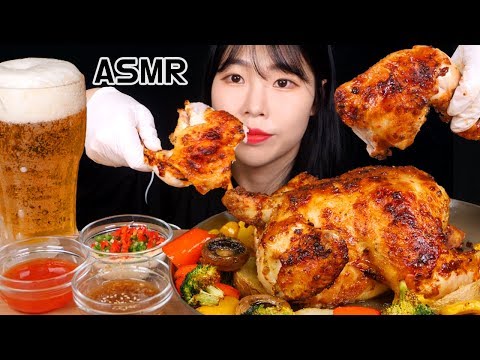 ASMR 치맥 겉바속촉 통닭구이와 얼음잔 맥주 먹방 레시피 MUKBANG ROAST CHICKEN AND
