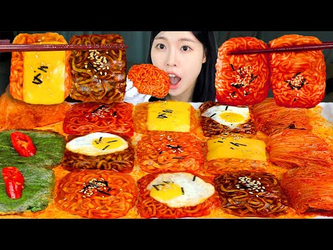ASMR MUKBANG 직접 만든 불닭볶음면 불닭쌈 먹방 레시피 FIRE NOODLES EATING AND