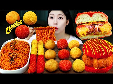 ASMR MUKBANG 직접 만든 치토스 햄버거 치즈볼 치즈스틱 먹방 레시피 FRIED HAMBURGER