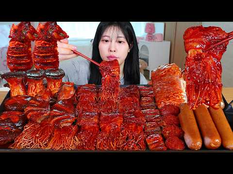 ASMR MUKBANG 직접 만든 불닭 버섯 불닭쌈 오징어 양념치킨 소세지 먹방 레시피 SPICY