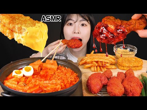 ASMR MUKBANG 직접 만든 양념치킨 떡볶이 먹방 레시피 해쉬브라운 FRIED CHICKEN AND