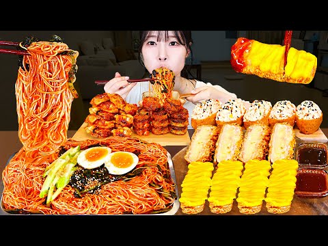 ASMR MUKBANG 열무김치 비빔국수 고구마 치즈 돈까스 만두 순대 강정 김밥 먹방 레시피 Bibim