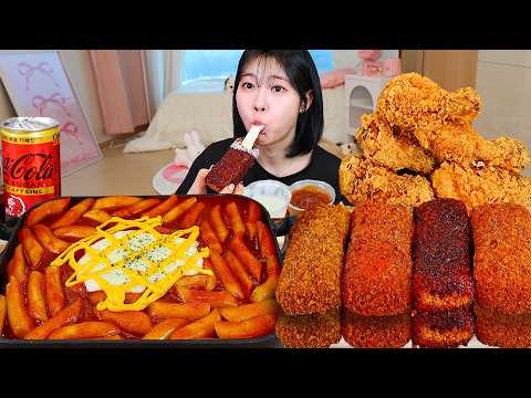 ASMR MUKBANG 직접 만든 떡볶이 후라이드치킨 명랑핫도그 칠리스 먹방 레시피 FRIED