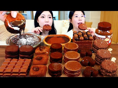 ASMR MUKBANG 초콜릿 디저트 초코 아이스크림 마카롱 케이크 먹방 레시피 CHOCOLATE