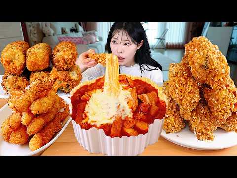ASMR MUKBANG 엽기떡볶이 후라이드 치킨 스시롤튀김 새우튀김 먹방 레시피 FRIED CHICKEN