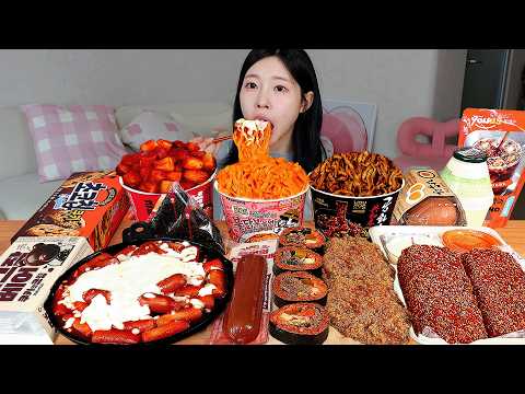 ASMR MUKBANG 편의점 직접 만든 불닭 떡볶이 양념치킨 김밥 디저트 먹방 레시피