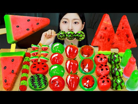ASMR MUKBANG 수박 디저트 아이스크림 마카롱 젤리 먹방 레시피 DESSERT ICE CREAM
