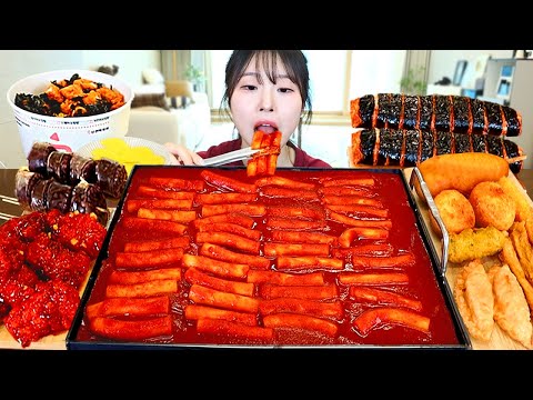 ASMR MUKBANG 신전 떡볶이 양념치킨 김밥 핫도그 치즈볼 먹방 레시피 FRIED CHICKEN