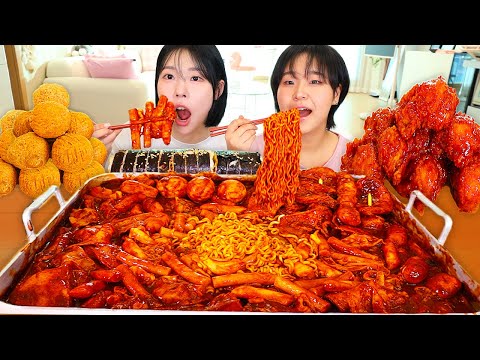 ASMR MUKBANG 직접 만든 즉석 떡볶이 양념치킨 김밥 치즈볼 먹방 레시피 FRIED CHICKEN