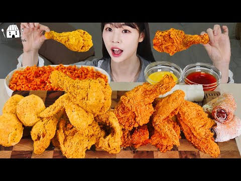 ASMR MUKBANG 후참 치킨 후라이드 치킨 눈꽃치즈 치킨 눈꽃 치즈볼 허니버터 핫도그 먹방 FRIED