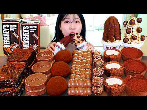 ASMR MUKBANG 초콜릿 디저트 초코 아이스크림 브라우니 케이크 먹방 레시피 CHOCOLATE