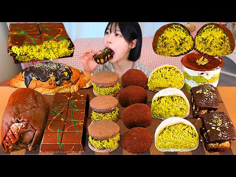 ASMR MUKBANG 두바이 초콜릿 디저트 쫀득쿠키 마카롱 케이크 먹방 레시피 DUBAI