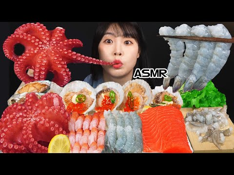 ASMR 해물 회 먹방 가리비 문어 낙지 전복 연어 새우 MUKBANG SEAFOOD OCTOPUS