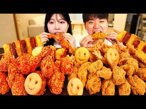 ASMR MUKBANG 직접 만든 후라이드 치킨 뿌링클 치즈볼 치즈스틱 먹방 레시피 CRISPY FRIED