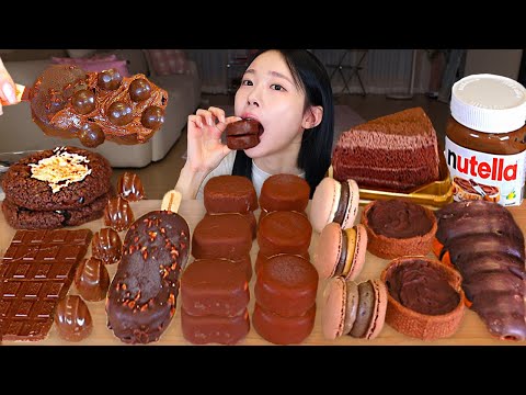 ASMR MUKBANG 초콜릿 디저트 초코 아이스크림 마카롱 케이크 먹방 레시피 CHOCOLATE