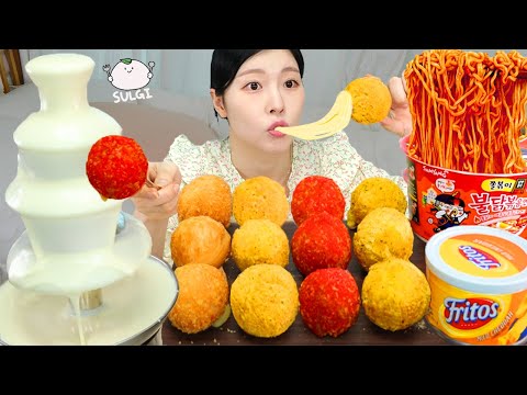 ASMR MUKBANG 직접 만든 치토스 치즈볼 불닭볶음면 먹방 레시피 FRIED CHEESE AND