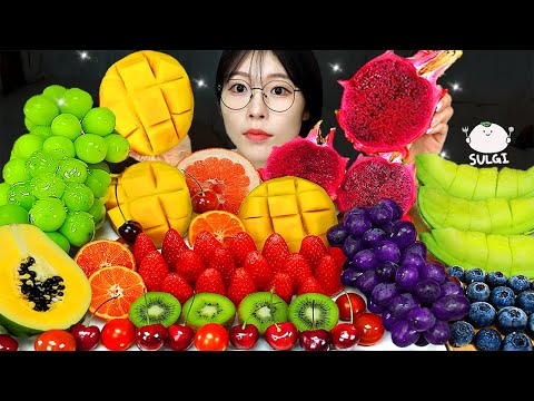 ASMR MUKBANG 다양한 과일 먹방 레시피 딸기 샤인머스켓 망고 용과 EXOTIC FRUITS