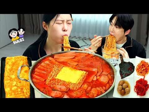 ASMR MUKBANG 직접 만든 부대찌개 라면사리 소세지 계란말이 먹방 레시피 SAUSAGE STEW