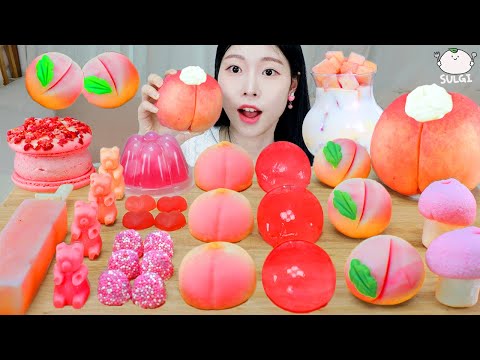 ASMR MUKBANG 복숭아 디저트 화과자 아이스크림 마카롱 젤리 먹방 레시피 DESSERT ICE