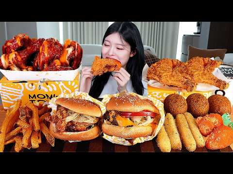 ASMR MUKBANG 맘스터치 양념치킨 치킨버거 후라이드 치킨 먹방 레시피 FRIED CHICKEN
