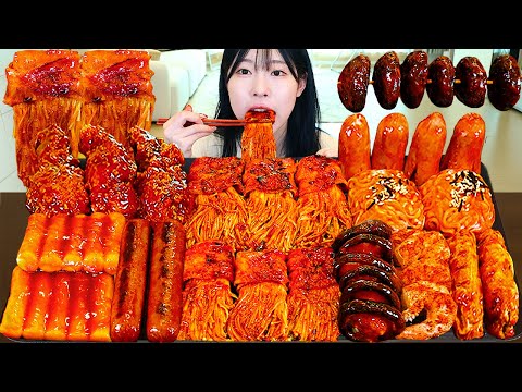 ASMR MUKBANG 직접 만든 불닭 버섯 불닭쌈 소세지 스팸 먹방 레시피 SPICY MUSHROOMS