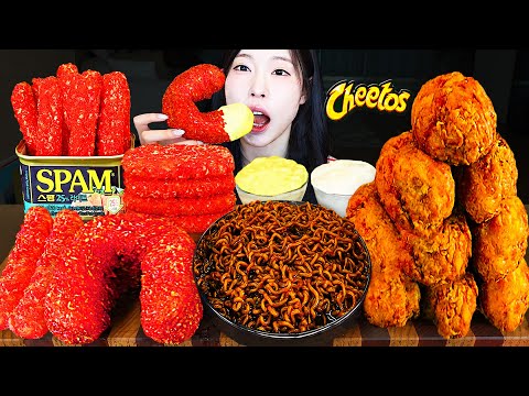 ASMR MUKBANG 직접 만든 치토스 치킨 치즈스틱 킬바사 스팸 짜파게티 먹방 레시피 CHEETOS