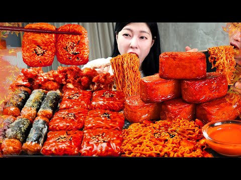 ASMR MUKBANG 직접 만든 불닭쌈 양념치킨 통스팸 먹방 레시피 FRIED CHICKEN AND