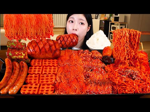 ASMR MUKBANG 직접 만든 불닭 버섯 불닭쌈 양념치킨 소세지 먹방 레시피 SPICY