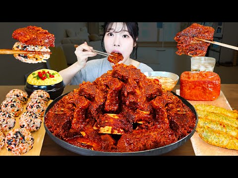ASMR MUKBANG 직접 만든 2KG 매운 갈비찜 주먹밥 계란찜 통스팸 튀김 먹방 레시피 SPICY