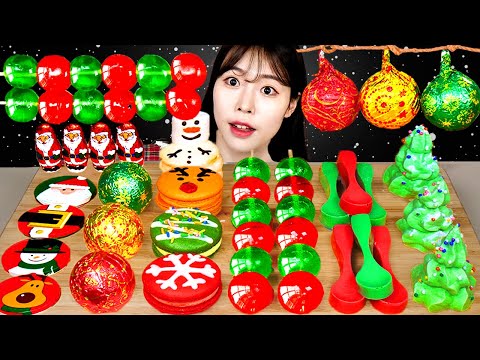 ASMR MUKBANG 크리스마스 디저트 초콜릿 마카롱 젤리 먹방 레시피 DESSERT ICE CREAM