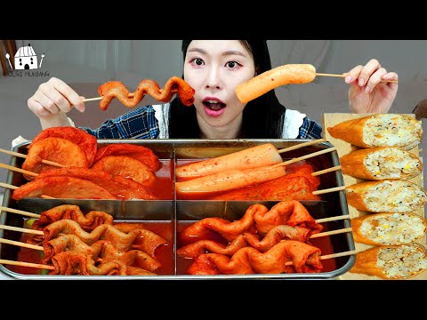ASMR MUKBANG 직접 만든 매운 어묵 유부초밥 먹방 레시피 FIRE NOODLES EATING