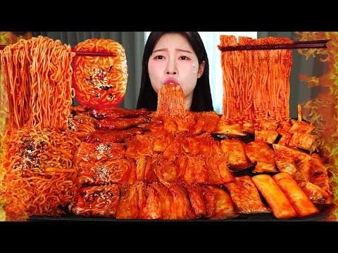 ASMR MUKBANG 직접 만든 불닭 버섯 불닭쌈 양념치킨 먹방 레시피 SPICY MUSHROOM AND