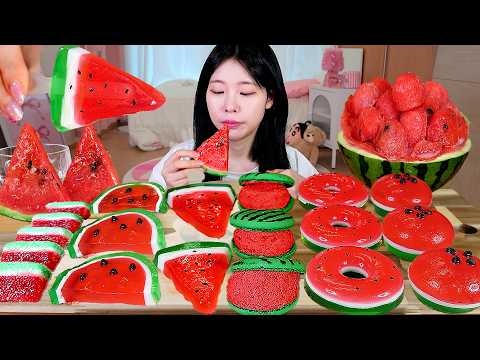 ASMR MUKBANG 수박 디저트 아이스크림 탕후루 마카롱 젤리 먹방 레시피 DESSERT ICE