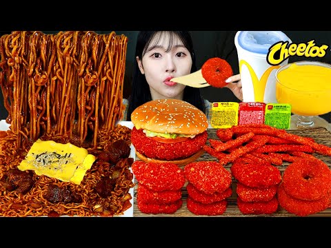 ASMR MUKBANG 직접 만든 치토스 햄버거 치즈스틱 짜파게티 먹방 레시피 CHEETOS