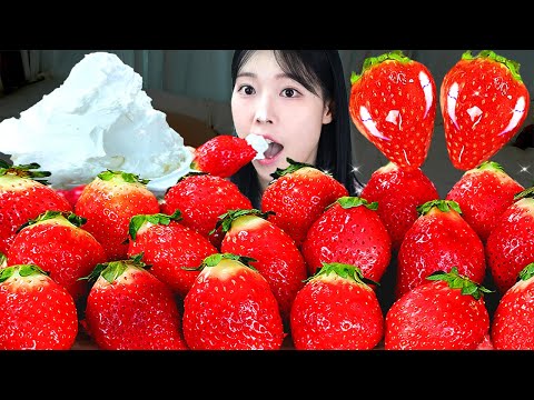 ASMR MUKBANG 대왕 딸기 킹스베리 생크림 탕후루 먹방 레시피 STRAWBERRYS AND
