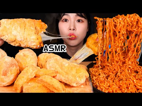 ASMR 직접 만든 뿌링핫도그 뿌링치즈볼 뿌링감자 불닭볶음면 리얼사운드 먹방 MUKBANG CHEESE