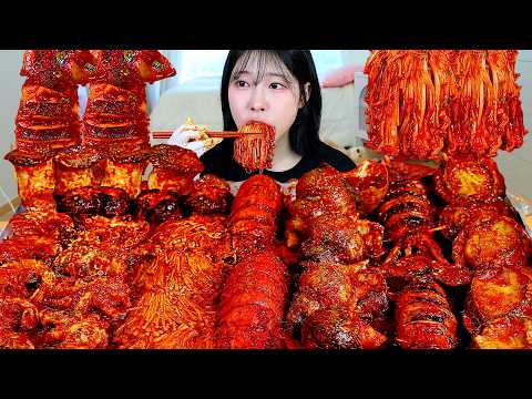 ASMR MUKBANG 직접 만든 매운 대왕 버섯 해물찜 씨푸드 보일 랍스터 새우 오징어 전복 먹방 레시피