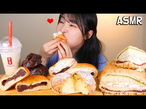 SUB 장블랑제리 베스트메뉴 맘모스빵 초코범벅 생크림팥빵 단팥빵 비스켓슈 리얼사운드 먹방 BREAD